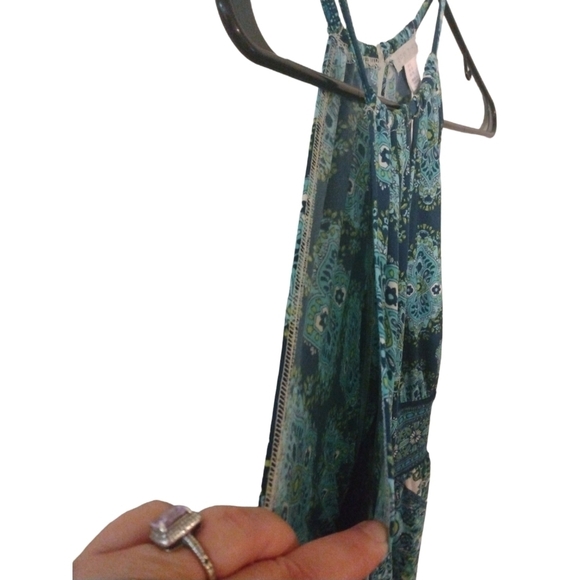 London Times Halter Paisley Geo Design w. Keyhole Front/Back BoHo Maxi Dress 6 - Picture 5 of 8